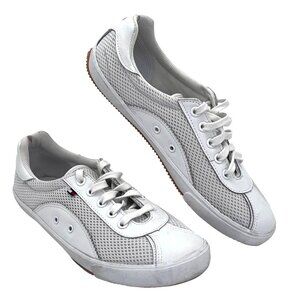 Tommy Hilfiger White Mesh & Leather Lace-Up Sneakers Womens Shoes Size 8M
